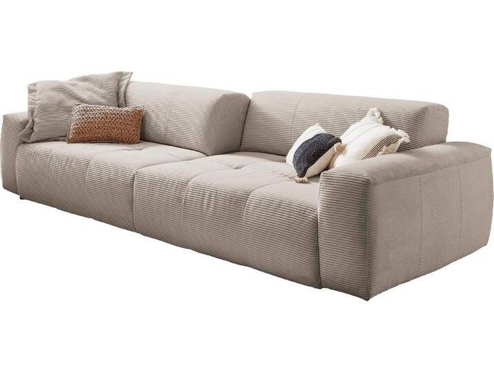 3C Candy Big-Sofa Yoshy Mega Sofa mit Komfortfunktionen, modern und bequem, Zwei Sitztiefen durch verstellbare Rückenlehne, Bezug in Cord, grau, taupe von Candy-Polstermöbel