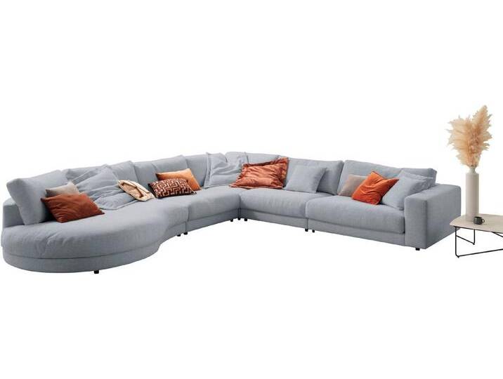 3C Candy Ecksofa Enisa II, bequem und komfortabel, Mega Familiensofa, L-Form, incl. 3 Flatterkissen, blau, light-blue von Candy-Polstermöbel