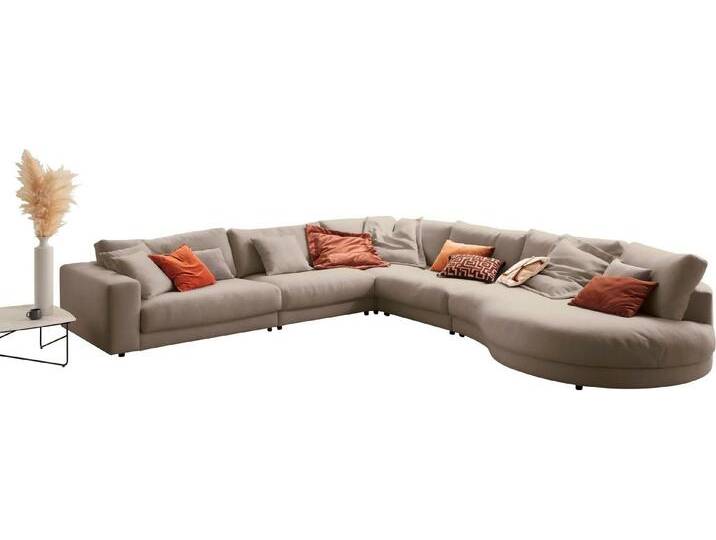 3C Candy Ecksofa Enisa II, bequem und komfortabel, Mega Familiensofa, L-Form, incl. 3 Flatterkissen, gelb, sand von Candy-Polstermöbel