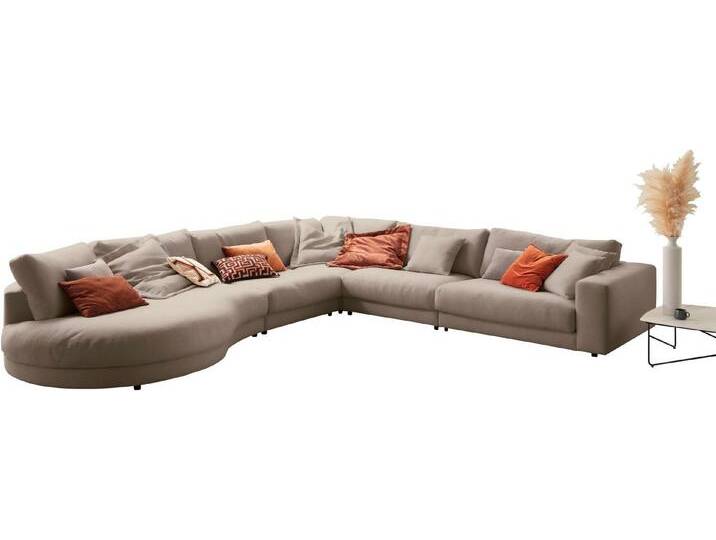 3C Candy Ecksofa Enisa II, bequem und komfortabel, Mega Familiensofa, L-Form, incl. 3 Flatterkissen, gelb, sand von Candy-Polstermöbel