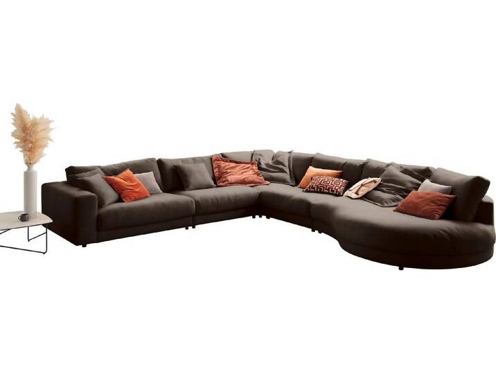 3C Candy Ecksofa Enisa II, bequem und komfortabel, Mega Familiensofa, L-Form, incl. 3 Flatterkissen, grau, stone von Candy-Polstermöbel