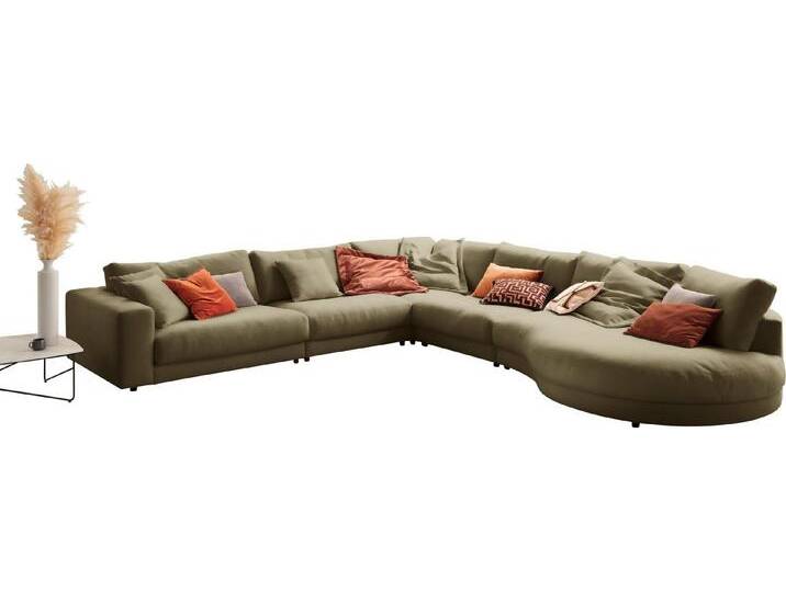 3C Candy Ecksofa Enisa II, bequem und komfortabel, Mega Familiensofa, L-Form, incl. 3 Flatterkissen, grün, oliv von Candy-Polstermöbel