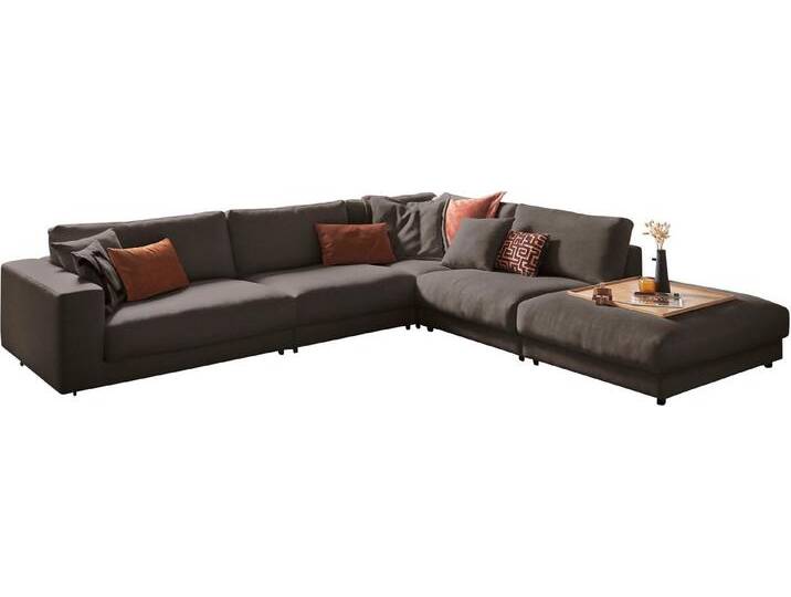 3C Candy Ecksofa Enisa II, bequem und komfortabel, großes Familiensofa, L-Form, incl. 3 Flatterkissen, grau, stone von Candy-Polstermöbel
