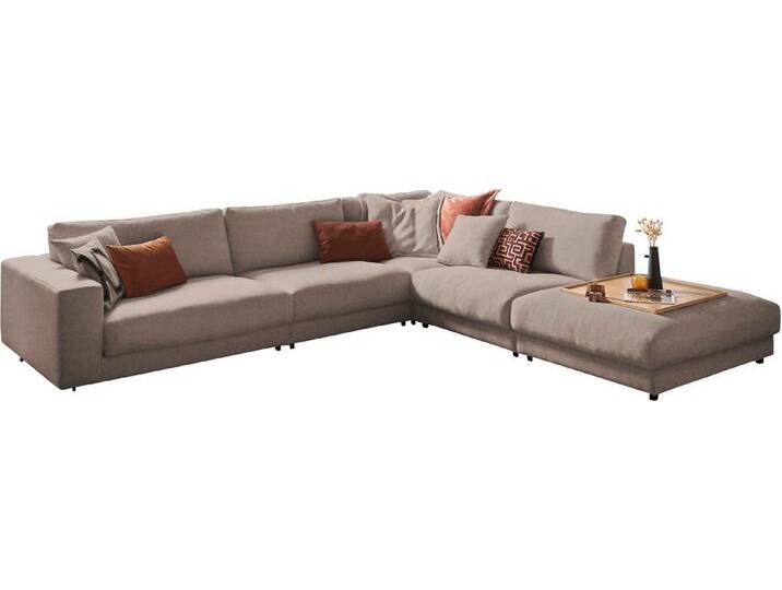 3C Candy Ecksofa Enisa II, bequem und komfortabel, großes Familiensofa, L-Form, incl. 3 Flatterkissen, grau, taupe von Candy-Polstermöbel