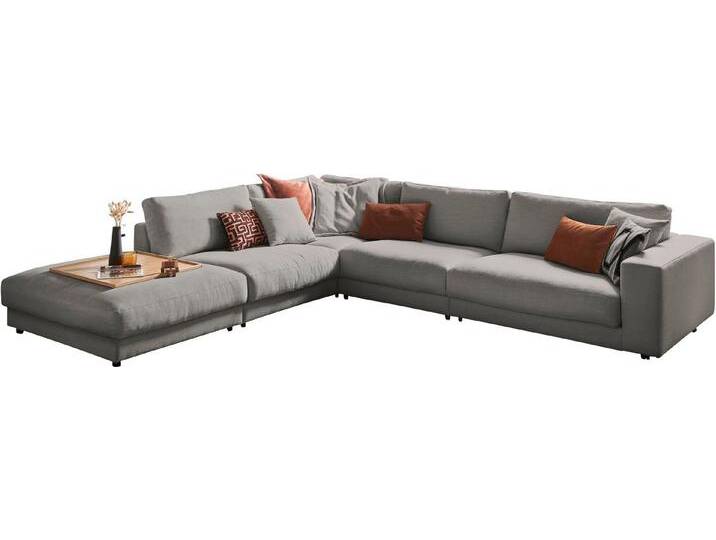 3C Candy Ecksofa Enisa II, bequem und komfortabel, großes Familiensofa, L-Form, incl. 3 Flatterkissen, schwarz, anthrazit von Candy-Polstermöbel