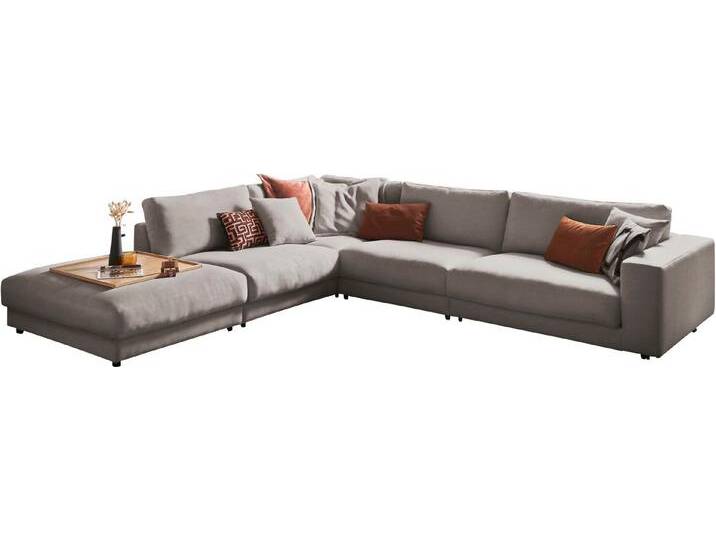3C Candy Ecksofa Enisa II, bequem und komfortabel, großes Familiensofa, L-Form, incl. 3 Flatterkissen, silberfarben, silver von Candy-Polstermöbel