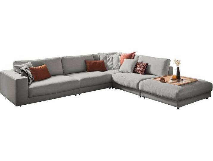 3C Candy Ecksofa Enisa II, bequem und komfortabel, großes Familiensofa, L-Form, incl. 3 Flatterkissen, silberfarben, silver von Candy-Polstermöbel
