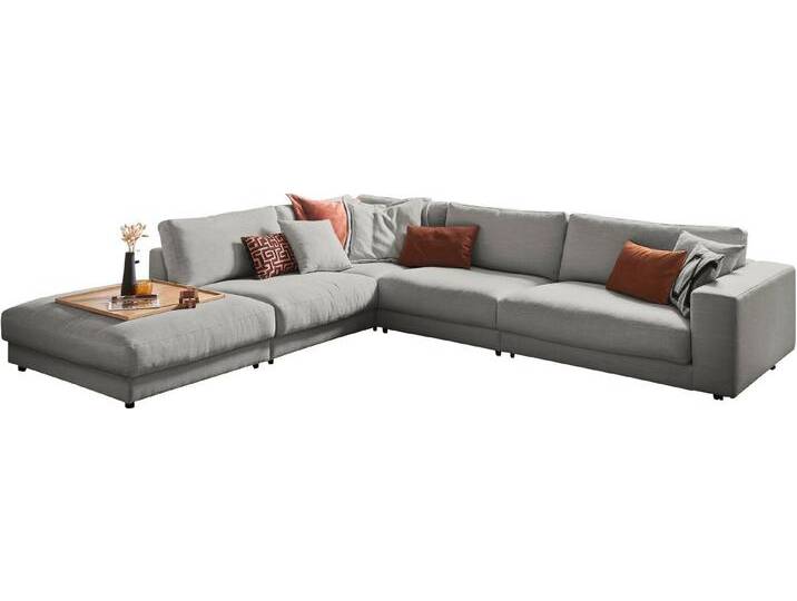 3C Candy Ecksofa Enisa II, bequem und komfortabel, großes Familiensofa, L-Form, incl. 3 Flatterkissen, silberfarben, silver von Candy-Polstermöbel