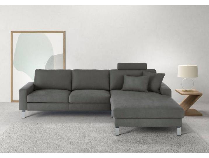 3C Candy Ecksofa Lecce, Bett im 2,5-Sitzer, teilmotorische Schlaffunktion im Longchair, L-Form, Sitzaufbau PUR-Schaumstoff, steel von Candy-Polstermöbel