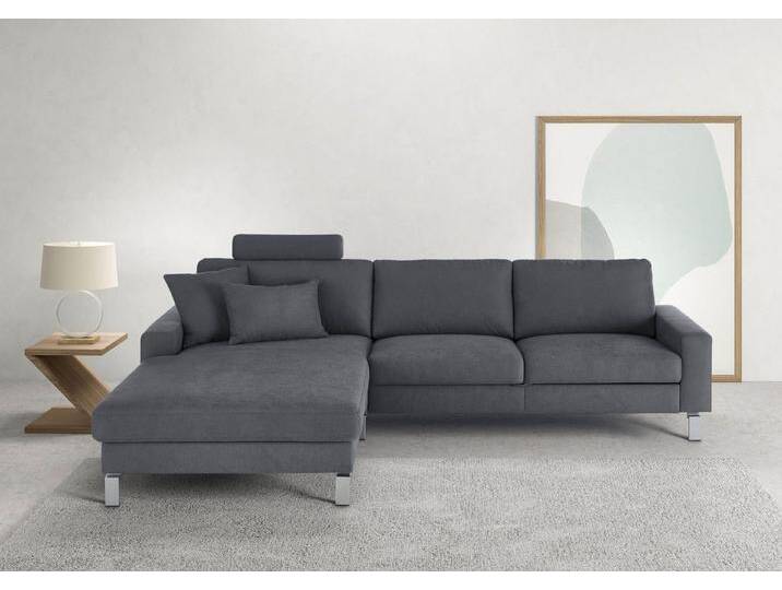3C Candy Ecksofa Lecce, Bett im 2,5-Sitzer, teilmotorische Schlaffunktion im Longchair, L-Form, Sitzaufbau mit Tonnentaschenfederkern, anthrazit von Candy-Polstermöbel