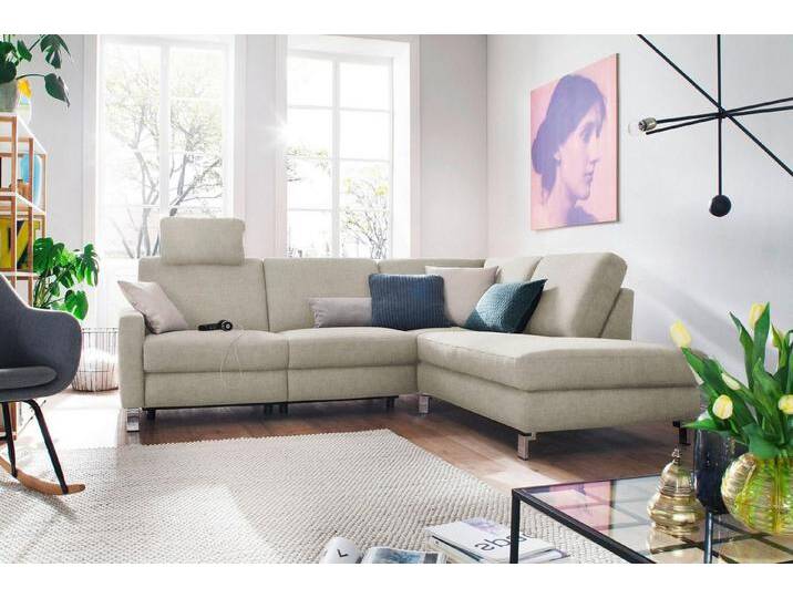 3C Candy Ecksofa Mainau modern und elegant, mit gutem Sitzkomfort, L-Form, Federkern, grau, mit elektrischer Relaxfunktion, platin von Candy-Polstermöbel