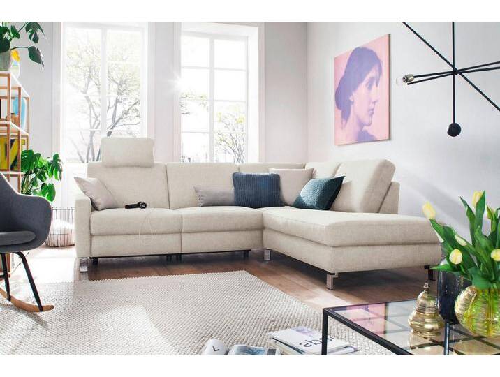 3C Candy Ecksofa Mainau modern und elegant, mit gutem Sitzkomfort, L-Form, Federkern, weiß, mit elektrischer Relaxfunktion, weiß von Candy-Polstermöbel