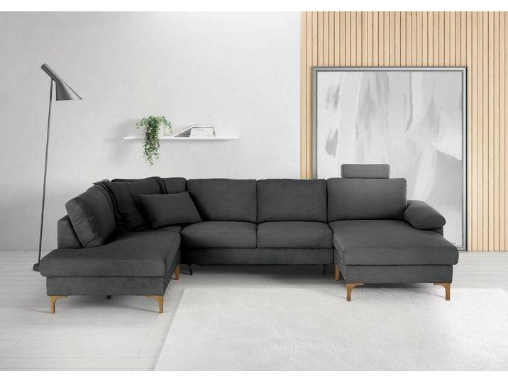3C Candy Wohnlandschaft Lecce, Bettkasten in Umbauecke und Longchair, sowie Querschläfer im 2-Sitzer, schwarz, Sitzaufbau mit Tonnentaschenfederkern von Candy-Polstermöbel