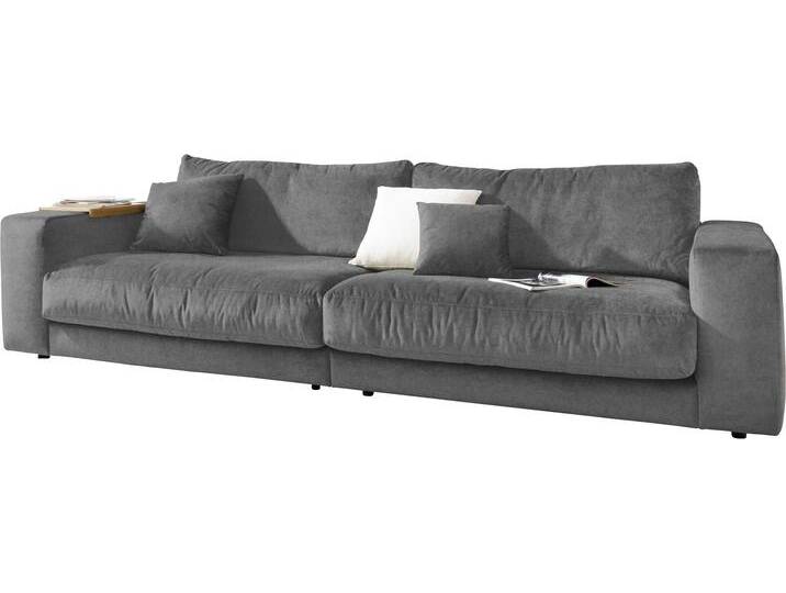 Big-Sofa 3C CANDY Enisa II , grau (platin), B:290cm H:86cm T:127cm, 100% Polyester, Sofas, incl. 1 Flatterkissen, Wahlweise mit Flecken-Schutz-Bezug Easy care von Candy-Polstermöbel