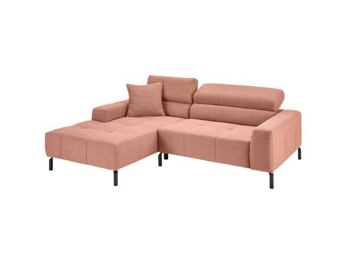 Candy Ecksofa Cleveland rosa bestehend aus Longchair links und 1,5-Sitzer rechts inklusive manueller Kopfteilverstellung individuell konfigurierbar von Candy-Polstermöbel