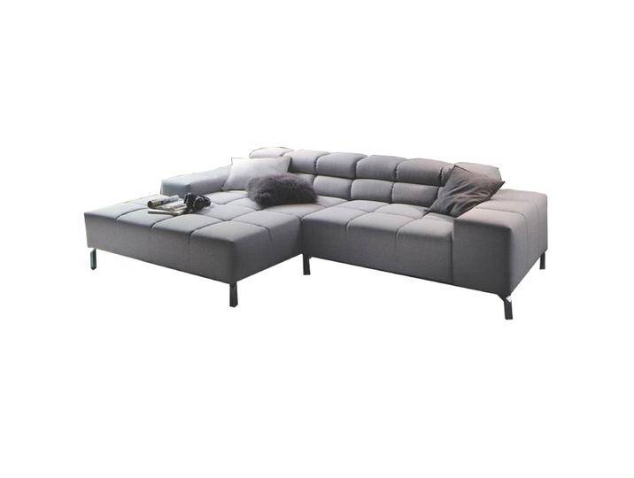 Candy Ecksofa Wilson bestehend aus Longchair Armlehne links und 1,5-Sitzer Armlehne rechts im Bezug Florida grey aus der Stoffgruppe 6 auf Metallfüßen von Candy-Polstermöbel