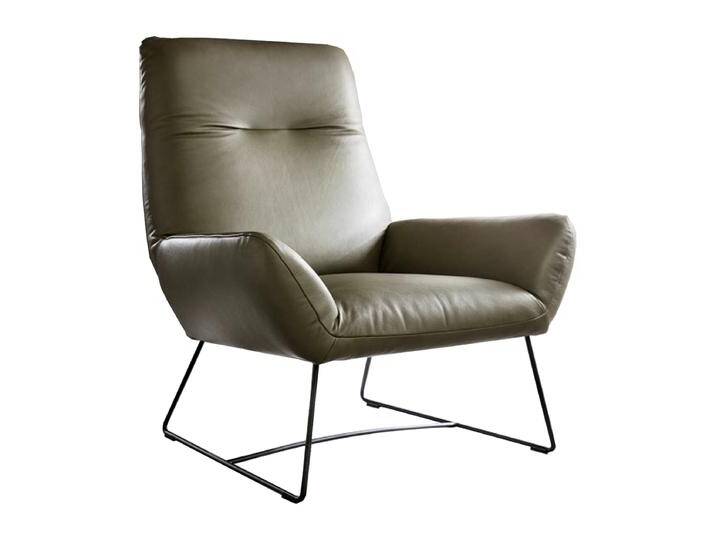 Candy Einzelsessel Basic im Echtlederbezug Mercury oliv auf einem exklusiven Drahtfußgestell in schwarz matt Candy Einzelsessel Basic im Echtlederbezug Mercury oliv auf einem exklusiven Drahtfußgestell in schwarz matt von Candy-Polstermöbel