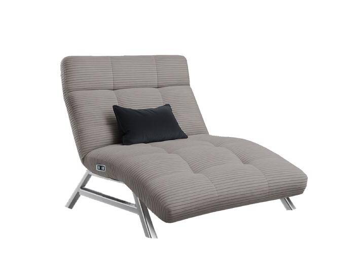 Candy Maxi Riviera Einzelliege mit getrennter Rücken und Fußteilverstellung inklusive USB-Anschluss im trendigen Breitcord Bezug Stone von Candy-Polstermöbel