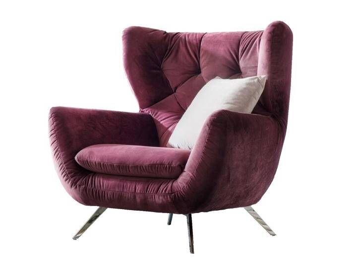 Candy Polstermöbel Hochlehnsessel Sixty 6500 lila mit erstklassiger Rückensteppung auf eleganten Füßen in einer großen Bezugsauswahl konfigurierbar von Candy-Polstermöbel