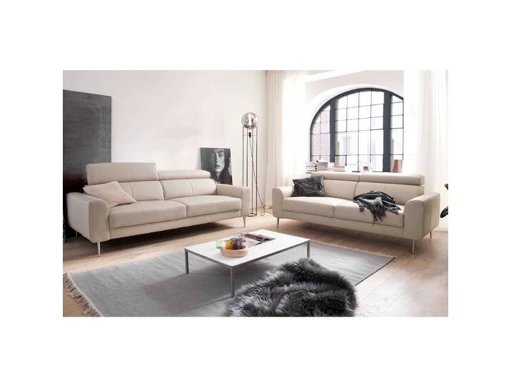 Candy Salento Einzelsofa Set bestehend aus 3-Sitzer ca. 224 cm und 2-Sitzer ca. 184 cm mit Steppung in Stoff oder Leder verschiedene Fußausführungen von Candy-Polstermöbel