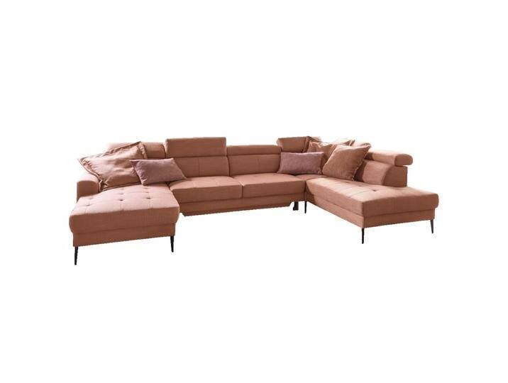 Candy Salento Wohnlandschaft mit manueller Kopfteilverstellung und Querschläferfunktion rundum in Stoff oder Leder bezogen mit wohnlicher Steppung von Candy-Polstermöbel