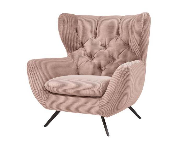 Candy Sixty Hochlehnsessel 6500 rosa in gemütlichem Cord, Stoff und Echtleder Einzelsessel mit wählbaren Fußausführungen versandkostenfrei kaufen von Candy-Polstermöbel