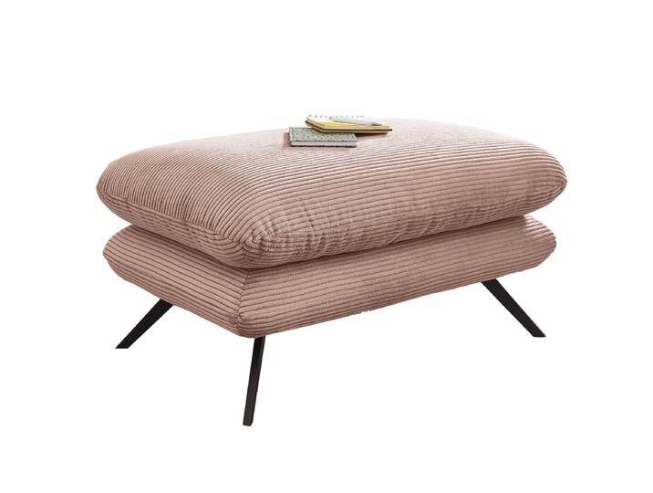 Candy Sixty Hockerbank medium 7859 rosa im gemütlichen Bezug in Cord, Stoff oder Echtleder Hocker mit Fußausführungen in Metall oder Holz von Candy-Polstermöbel