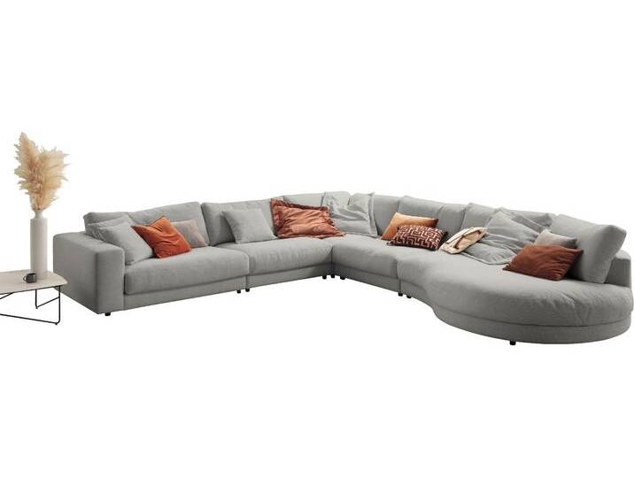 Ecksofa 3C CANDY Enisa II, bequem und komfortabel, Mega Familiensofa, L-Form , silber, B:225cm H:86cm T:395cm, 100% Polyester, Sofas, incl. 3 Flatterkissen, wahlweise mit Flecken-Schutz-Bezug Easy care von Candy-Polstermöbel