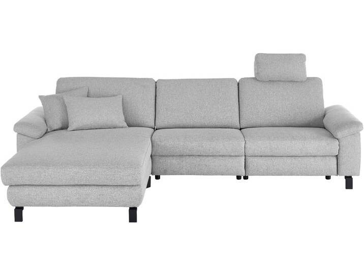Ecksofa 3C CANDY Mainau L-Form , grau (hellgrau), B:308cm H:91cm T:185cm, 100% Polyester, Sofas, Relaxfunktion im 1,5-Sitzer, motorische Schlaffunktion in Longchair von Candy-Polstermöbel