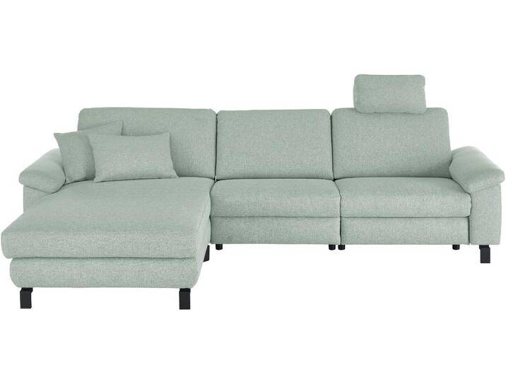 Ecksofa 3C CANDY Mainau L-Form , grün (mint), B:308cm H:91cm T:185cm, 100% Polyester, Sofas, Relaxfunktion im 1,5-Sitzer, motorische Schlaffunktion in Longchair von Candy-Polstermöbel