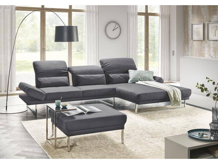 Ecksofa 3C CANDY Mallow Designsofa mit Komfortfunktionen, modern und bequem, L-Form , grau (anthrazit), B:318cm H:83cm T:220cm, 100% Polyester, Sofas, Verstellbare Armlehne und Kopfteil, manuelle Sitztiefenverstellung von Candy-Polstermöbel
