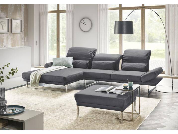Ecksofa 3C CANDY Mallow Designsofa mit Komfortfunktionen, modern und bequem, L-Form , grau (anthrazit), B:318cm H:83cm T:220cm, 100% Polyester, Sofas, Verstellbare Armlehne und Kopfteil, manuelle Sitztiefenverstellung von Candy-Polstermöbel