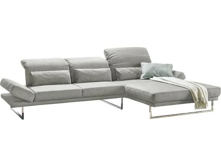 Ecksofa 3C CANDY Mallow Designsofa mit Komfortfunktionen, modern und bequem, L-Form , grau (platin), B:318cm H:83cm T:220cm, 100% Polyester, Sofas, Verstellbare Armlehne und Kopfteil, manuelle Sitztiefenverstellung von Candy-Polstermöbel