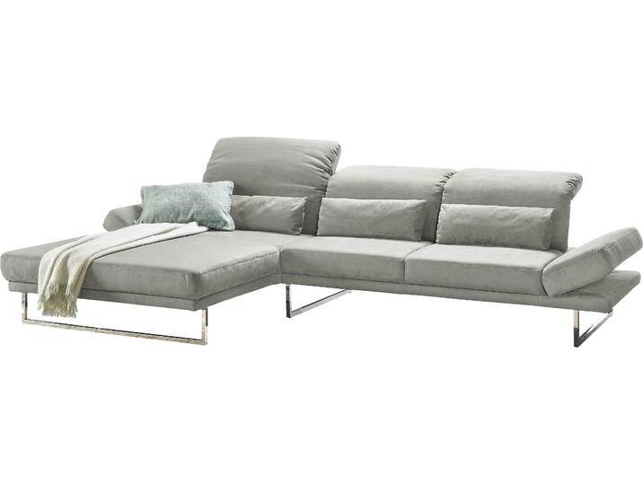 Ecksofa 3C CANDY Mallow Designsofa mit Komfortfunktionen, modern und bequem, L-Form , grau (platin), B:318cm H:83cm T:220cm, 100% Polyester, Sofas, Verstellbare Armlehne und Kopfteil, manuelle Sitztiefenverstellung von Candy-Polstermöbel