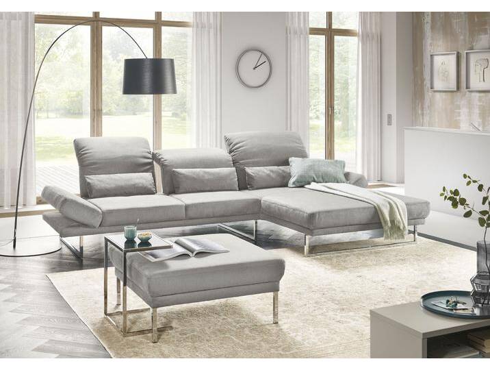 Ecksofa 3C CANDY Mallow Designsofa mit Komfortfunktionen, modern und bequem, L-Form , silber, B:318cm H:83cm T:220cm, 100% Polyester, Sofas, Verstellbare Armlehne und Kopfteil, manuelle Sitztiefenverstellung von Candy-Polstermöbel