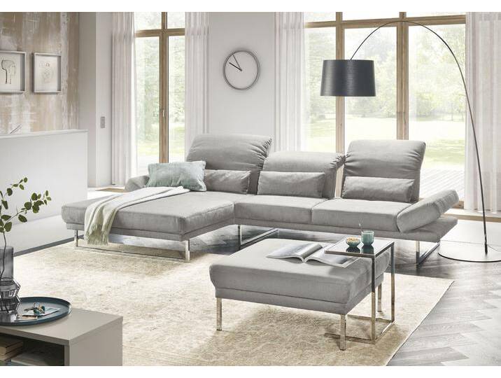 Ecksofa 3C CANDY Mallow Designsofa mit Komfortfunktionen, modern und bequem, L-Form , silber, B:318cm H:83cm T:220cm, 100% Polyester, Sofas, Verstellbare Armlehne und Kopfteil, manuelle Sitztiefenverstellung von Candy-Polstermöbel