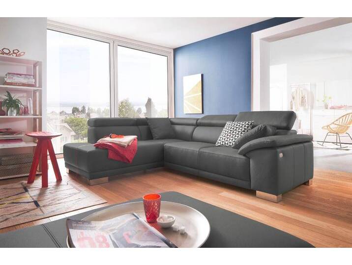 Ecksofa 3C CANDY Menorca modern und bequem, OTTOs Choice, L-Form , braun (schlamm), B:270cm H:79cm T:205cm, Mikrofaser, 100% Polyester, NaturLEDER (echtes Rindsleder), Struktur 100% Polyester, Sofas, Kopfteilverstellung, wahlweise elektronischer Sitzvorzug, in Dickleder von Candy-Polstermöbel