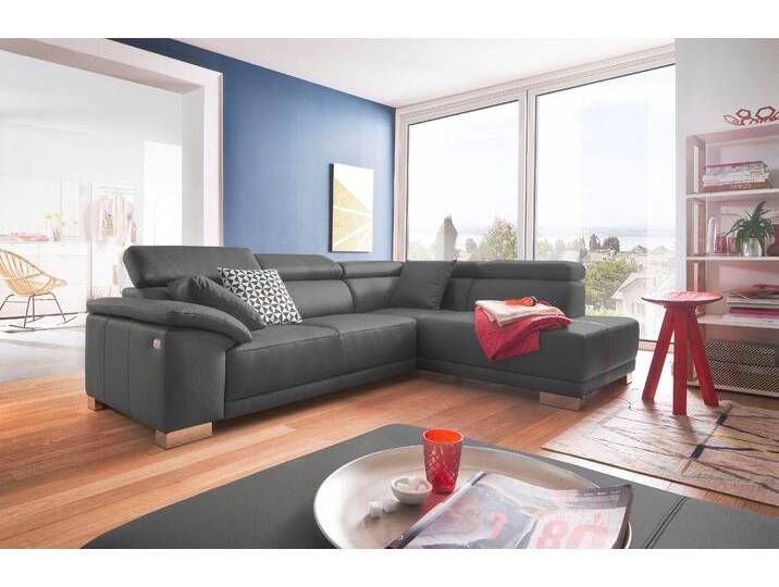 Ecksofa 3C CANDY Menorca modern und bequem, OTTOs Choice, L-Form , braun (schlamm), B:270cm H:79cm T:205cm, Mikrofaser, 100% Polyester, NaturLEDER (echtes Rindsleder), Struktur 100% Polyester, Sofas, Kopfteilverstellung, wahlweise elektronischer Sitzvorzug, in Dickleder von Candy-Polstermöbel
