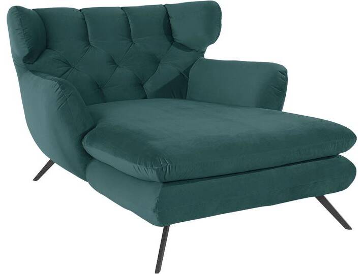 Loveseat 3C CANDY Beatrice Loungesessel , grün (dunkelgrün), B:126cm H:95cm T:160cm, Samt-Optik (100% Polyester), Sessel, mit Knopfheftung im Rücken, Fernsehsessel, Relaxsessel, Topseller von Candy-Polstermöbel
