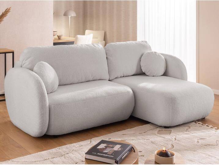 S-Style Möbel Candy - Moderne Ecksofa L-Form mit Schlaffunktion und Stauraum aus Bouclé-Stoff mit abgerundetem Design und hohem Sitzkomfort - Hellgrau S-Style Möbel Candy - Moderne Ecksofa L-Form mit Schlaffunktion und Stauraum aus Bouclé-Stoff mit abgerundetem Design und hohem Sitzkomfort - Hellgrau von Candy-Polstermöbel