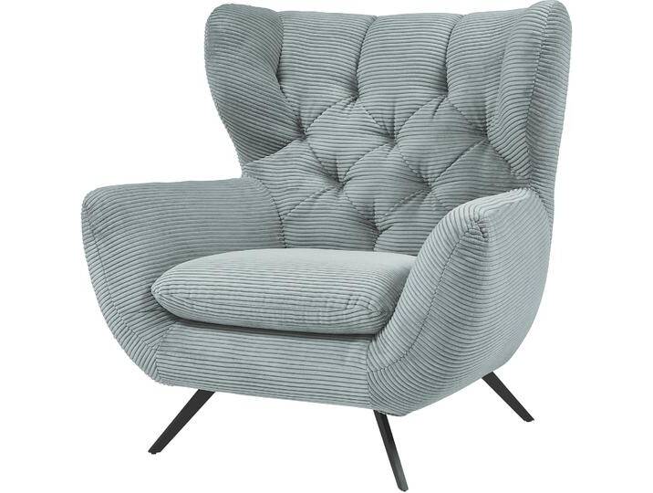 Sessel 3C CANDY Beatrice Ohrensessel mit Knopfheftung im Rücken , blau (bleu), B:100cm H:106cm T:95cm, Samt-Optik (100% Polyester), Sessel, Einzelsessel Ohrensessel, bequemer Retro Solitärsessel auch in Cord und Fellimitat von Candy-Polstermöbel