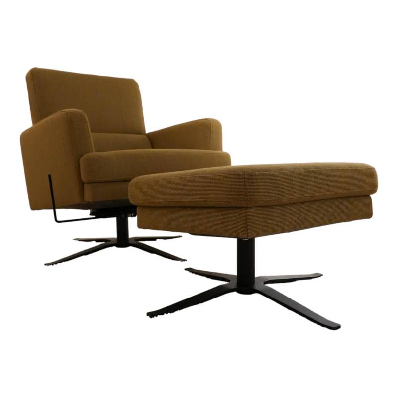 Sessel 4585 Stoff JAB 12040 Braun Gelb Sternfußgestell Metall Schwarz Matt Mit W... von Candy
