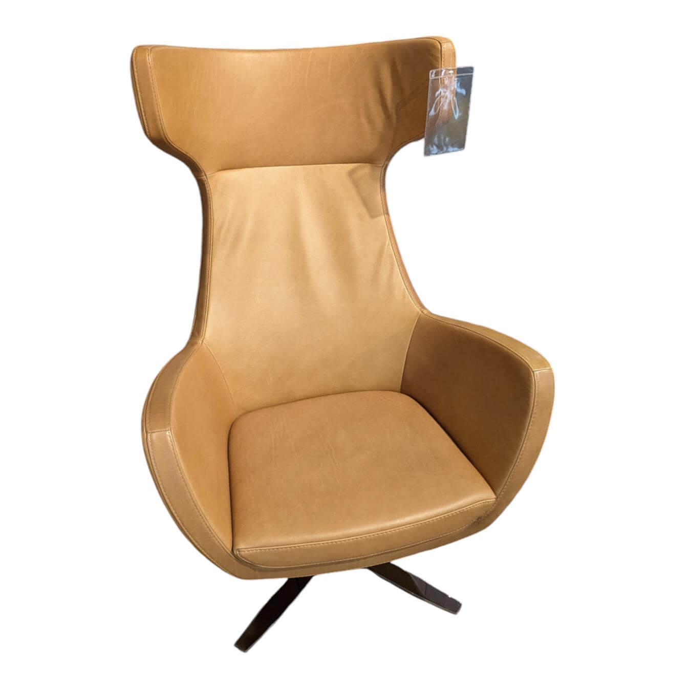 Sessel Castello Leder Canyon Cognac Braun Füße Verchromt von Candy