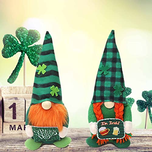 Candy101 2 Stück St. Patrick's Day Wichtel Puppen Irischer Zwerg Plüschtiere Frühling Deko Ornamente Kleeblatt Wichtel Dekorationen Festliche Geschenke für St. Patrick's Day Tischdekoration (E-2 PCs) von Candy101