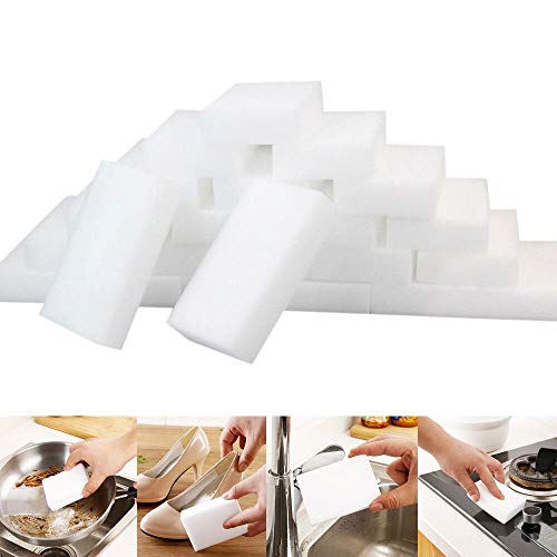 Candy101 25 Stück Schwamm Küche - Zauberschwamm Schmutzradierer Schwamm Reinigung nur mit Wasser DIY Schneidbar Weiche Schwämme Magic Dirt Eraser (Weiß) von Candy101