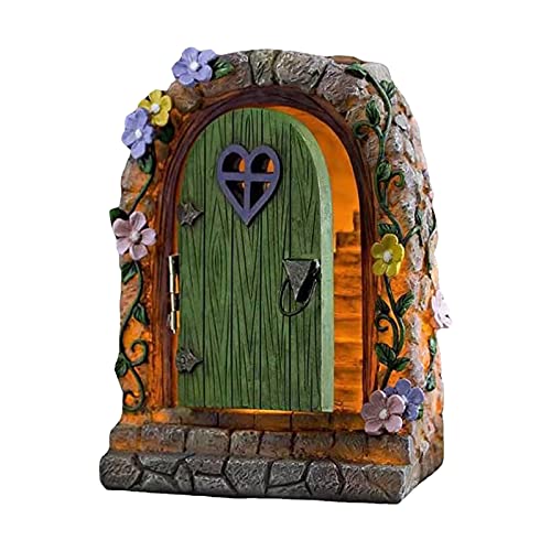 Candy101 Feentür Solar Ornament Miniatur Wichteltür Mäusetür aus Harz 3D Gnomentür Garten Deko Feen Tür zum öffnen mit Elfe Handwerkskit Dekoration für Garten Wand Bäume im Freien (Mehrfarbig) von Candy101