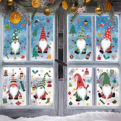 Candy101 Fensterbilder Weihnachten Selbstklebend, Weihnachtszwerg Fensterbilder Aufkleber Winter Deko Weihnachtswichtel Weihnachtsmann Wichtelfensterdeko PVC Fensterbilder (A) von Candy101