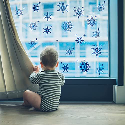 Candy101 Fensterbilder Weihnachten Selbstklebend Aufkleber mit Schneeflocken und Weihnachtselch Weihnachtsdeko Fensterbild Selbstklebende Statisch Haftende PVC Aufklebe für Fenster (E) von Candy101