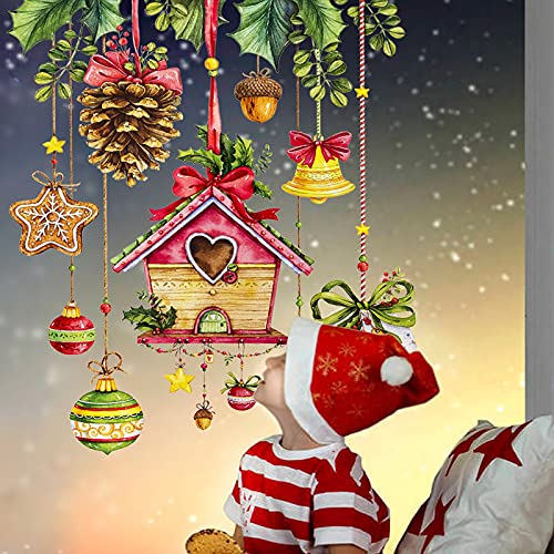 Candy101 Fensterdeko Weihnachtshaus Fensterbilder Weihnachten Aufkleber Selbstklebend Winter Deko PVC Fenster Sticker für Schaufenster, Kinderzimmer, Kühlschrank, Wand Weihnachten Deko (35x30 cm) von Candy101