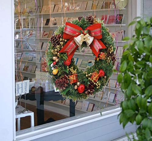 Candy101 Fensterdeko Weihnachtskranz Fensterbilder Weihnachten Aufkleber Abnehmbare Kranz PVC Fenstersticker für Weihnachten Deko, Schaufenster DIY Winter Dekoration (A-20x30cm) von Candy101
